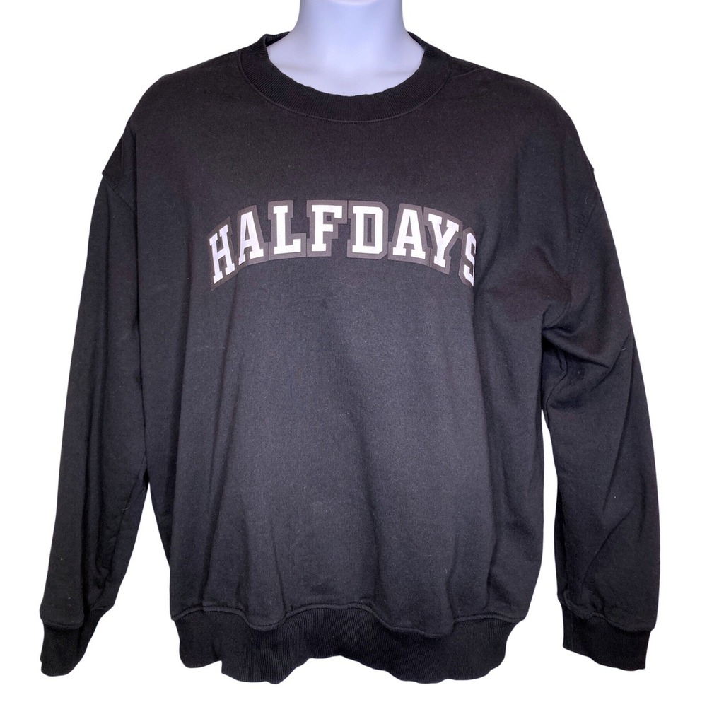 Halfdays Womens Ski Club Black Sweatshirt Sz 3 Après Ski Oversized Collegiate